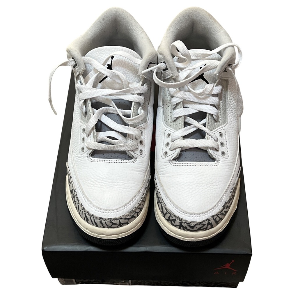 Air Jordan 3 Retro GS White Black Iron Youth Sneakers DX6665-100 Size‎ 7Y